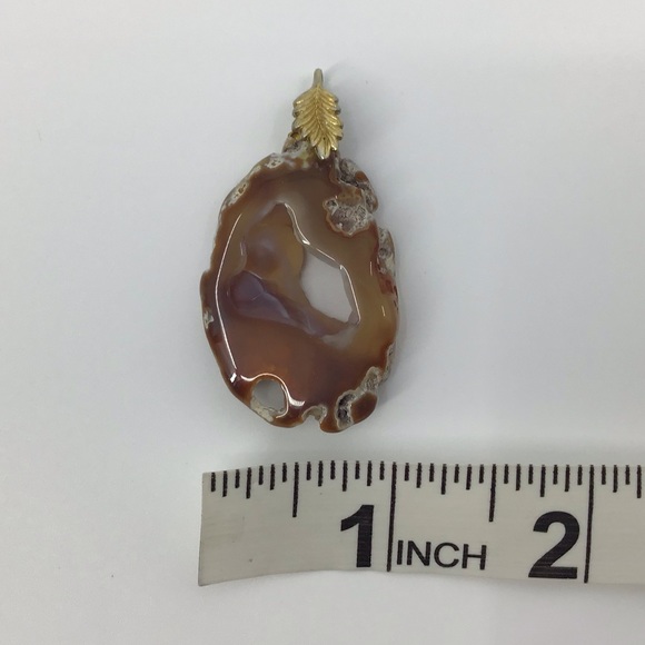 2/$25 Vintage Brown Agate Slice Pedant - Picture 15 of 16